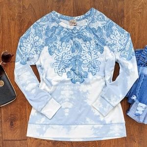 Como Vintage Blue Long Sleeve Top Size Medium